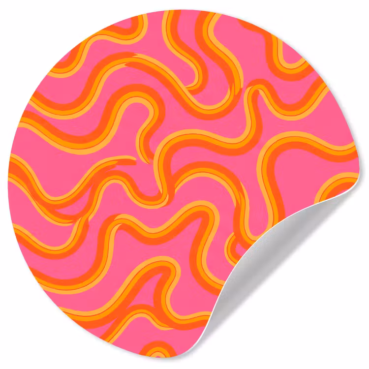 Abstract - Golvende lijnen - Modern - Kleurrijk Wandcirkel behangsticker klein -3d