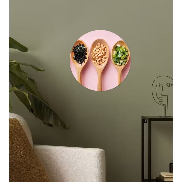 Ingrediënten - Lepels - Hout - Roze Wandcirkel behangsticker klein -sfeer2