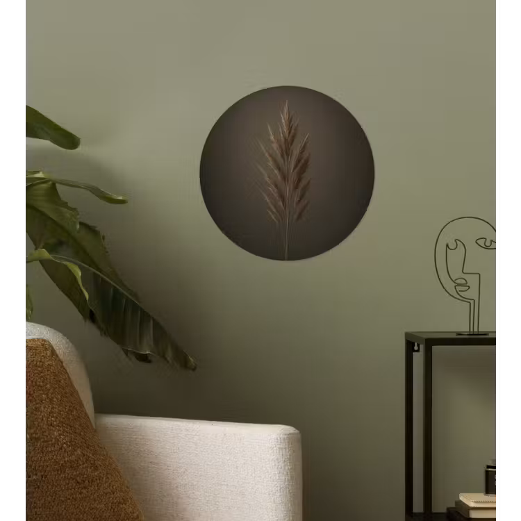 Tak - Pluimgras - Donkerbruin Wandcirkel behangsticker klein -sfeer2