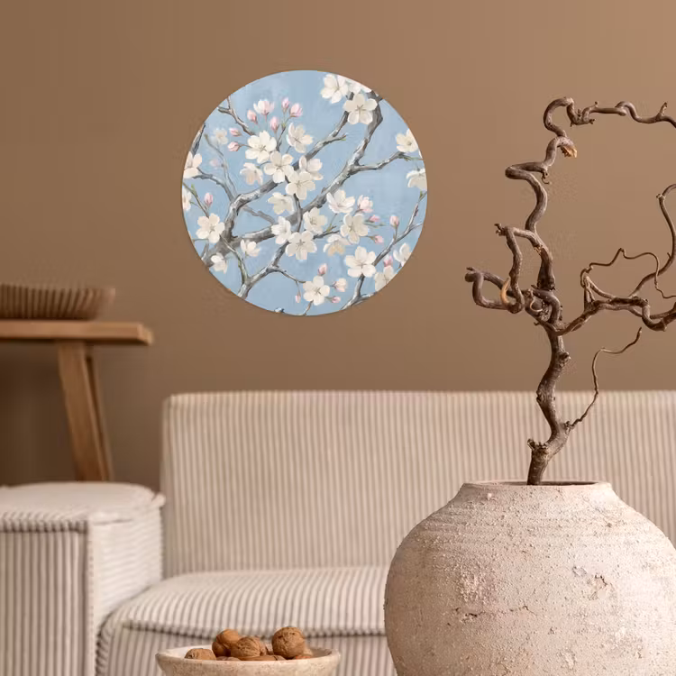 Takken - Kersenbloesem - Blauw Wandcirkel behangsticker klein -sfeer1