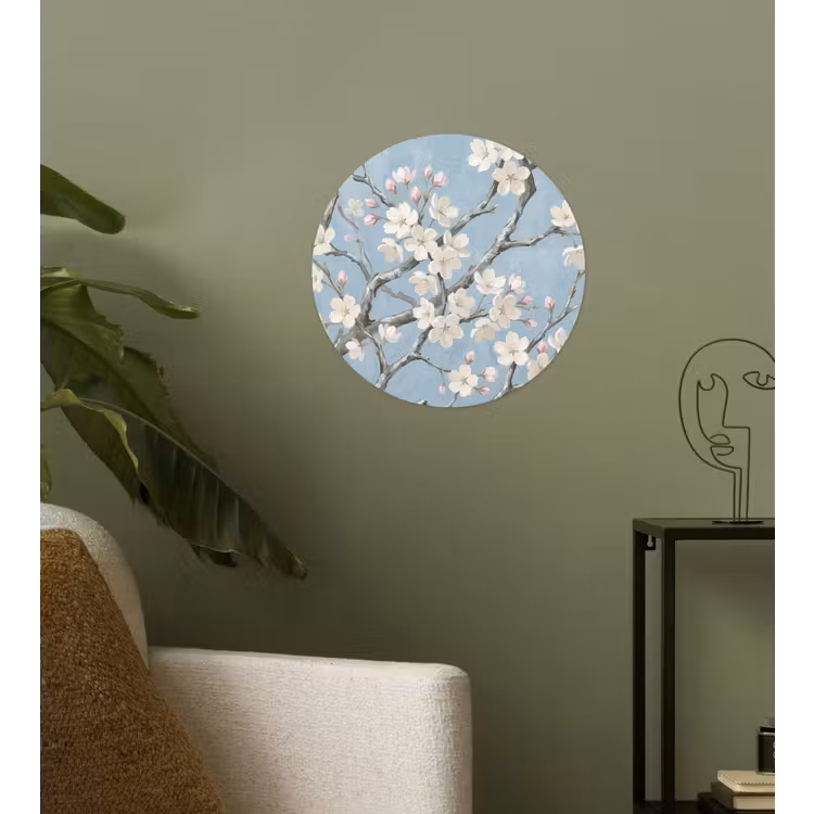 Takken - Kersenbloesem - Blauw Wandcirkel behangsticker klein -sfeer2