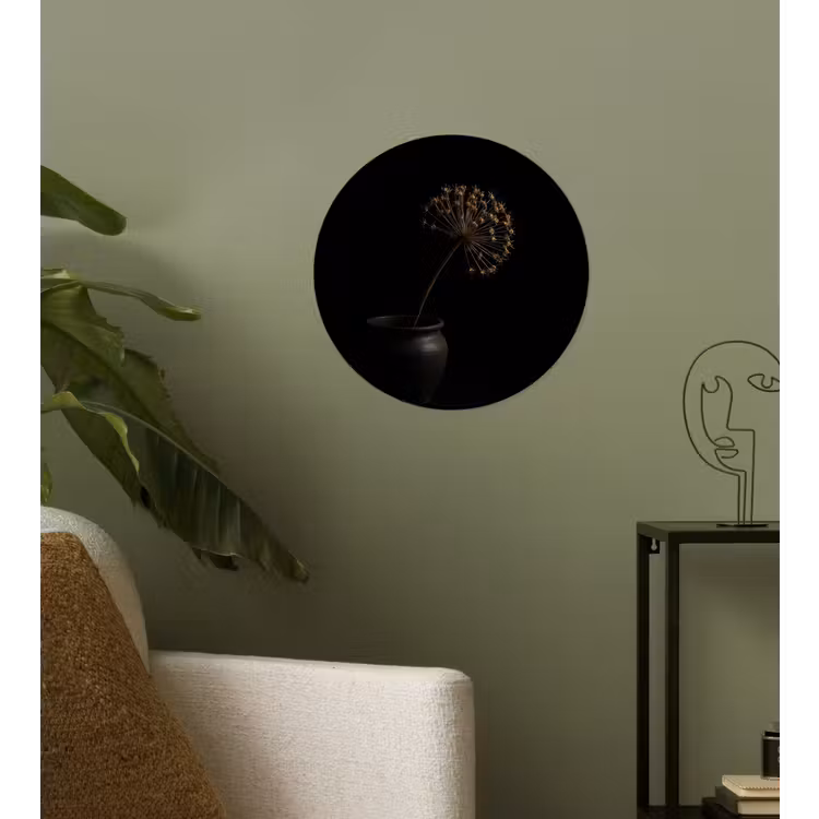 Bol - Gedroogd - Vaas - Zwart Wandcirkel behangsticker klein -sfeer2