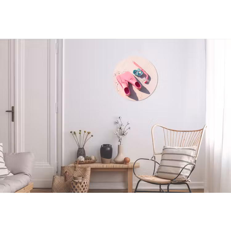 Snorkelset - Strand - Zomer - Roze Wandcirkel aluminium klein -woonkamer