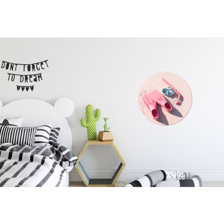 Snorkelset - Strand - Zomer - Roze Wandcirkel aluminium klein -kinderkamer