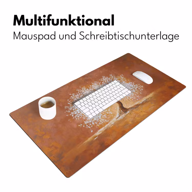Abstract - Boom - Wit - Bladeren Muismat XXL klein -ysfeer4_duits