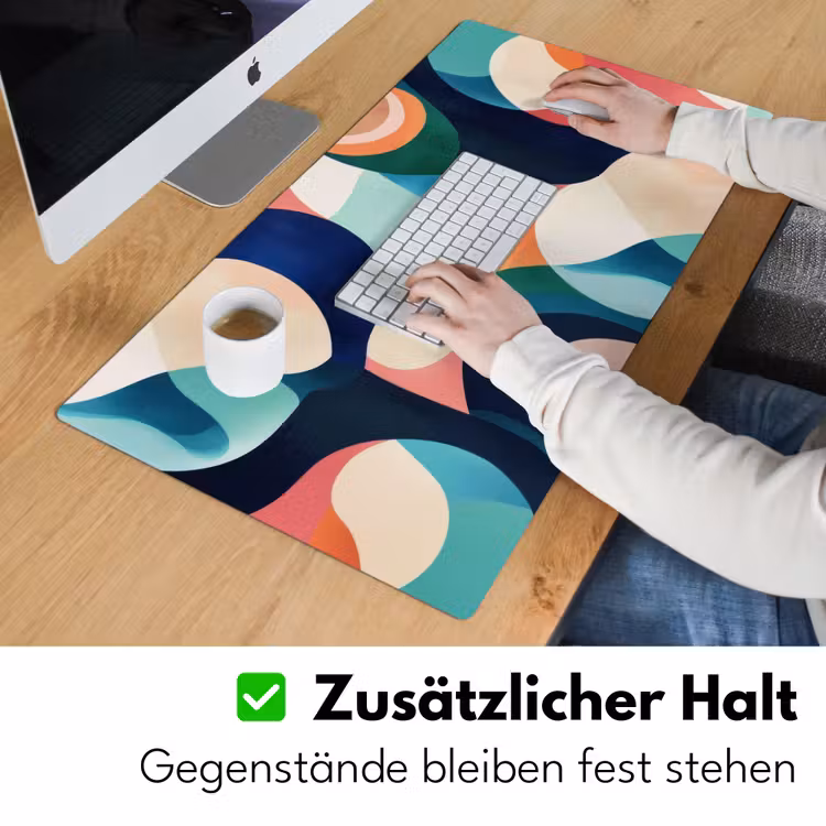 Abstract - Blauw - Roze Muismat XXL klein -ysfeer3_duits