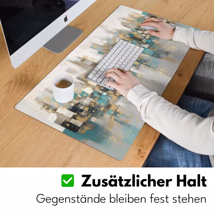 Abstract - Blokken - Goud - Skyline Muismat XXL klein -ysfeer3_duits