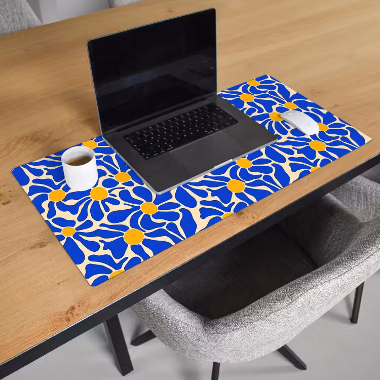 Abstract - Bloem - Blauw Muismat XXL klein 681 -sfeer1