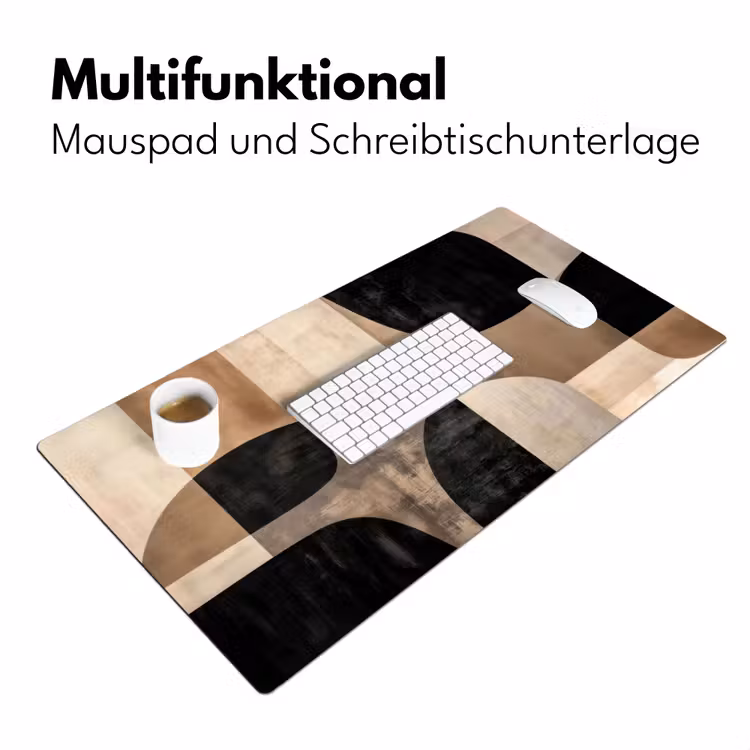 Abstract - Vlakken - Zwart - Rond Muismat XXL klein -ysfeer4_duits