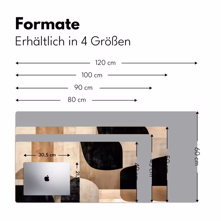 Abstract - Vlakken - Zwart - Rond Muismat XXL klein -ysfeer5_duits
