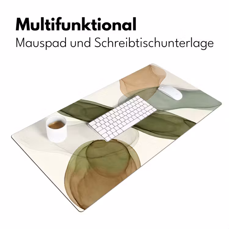 Abstract - Vormen - Modern - Kunst - Groen - Bruin Muismat XXL klein -ysfeer4_duits