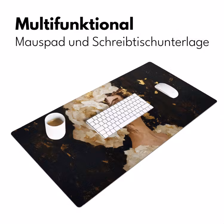 Abstract - Vrouw - Bloemen - Wit Muismat XXL klein -ysfeer4_duits