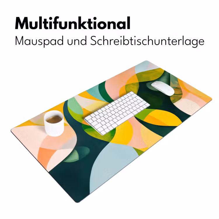Abstract - Geel - Roze - Groen Muismat XXL klein -ysfeer4_duits
