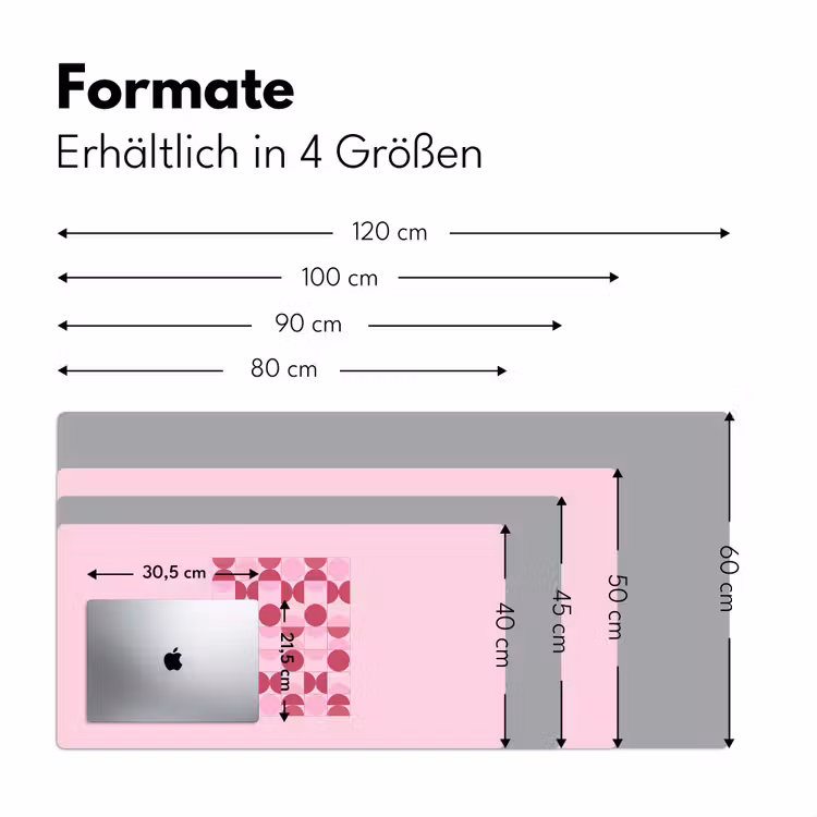 Schreibtischunterlage - Abstrakt – Geometrisch – Kreise – Rosa – Modern - Abstract - Geometrisch - Cirkels - Roze - Modern Muismat XXL klein