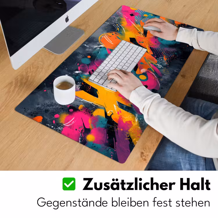 Abstract - Graffiti - Kleurrijk - Verfspatten Muismat XXL klein -ysfeer3_duits
