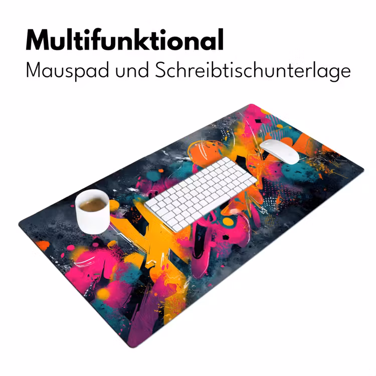 Abstract - Graffiti - Kleurrijk - Verfspatten Muismat XXL klein -ysfeer4_duits