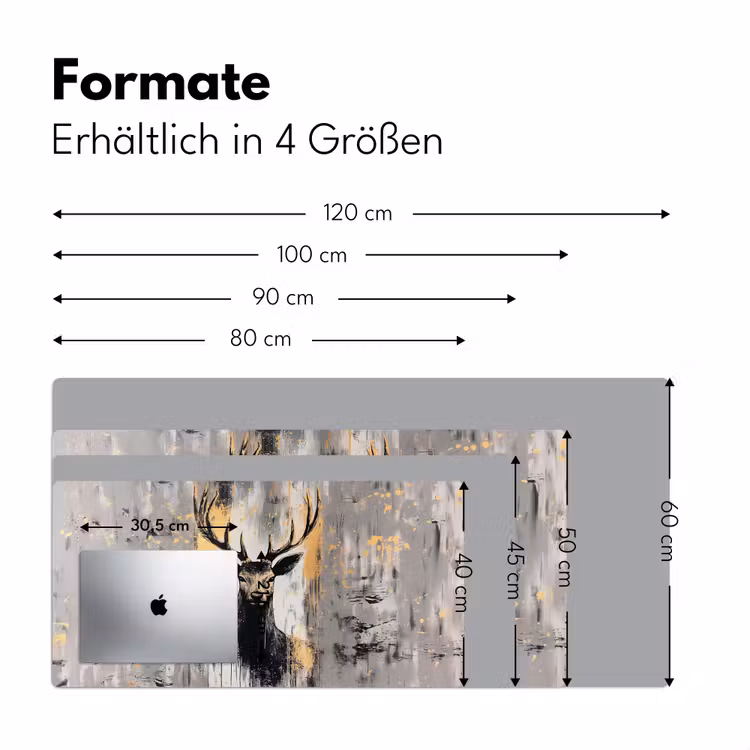 Abstract - Hert - Gewei - Goud Muismat XXL klein -ysfeer5_duits
