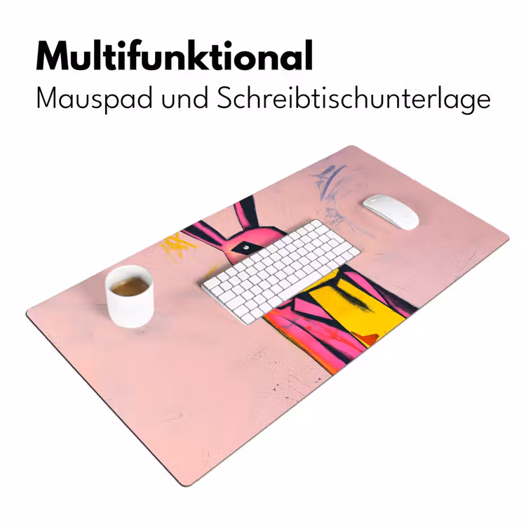 Abstract - Konijn - Sjaal - Geel Muismat XXL klein -ysfeer4_duits