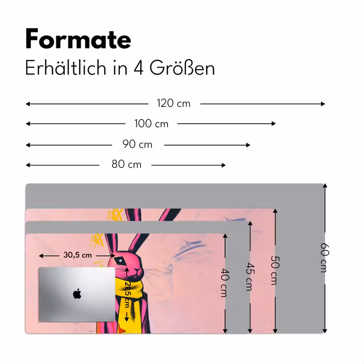 Abstract - Konijn - Sjaal - Geel Muismat XXL klein -ysfeer5_duits