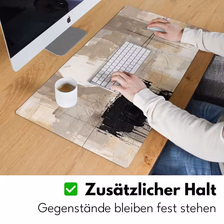 Abstract - Cirkel - Modern - Beige - Zwart - Minimalistisch Muismat XXL klein -ysfeer3_duits