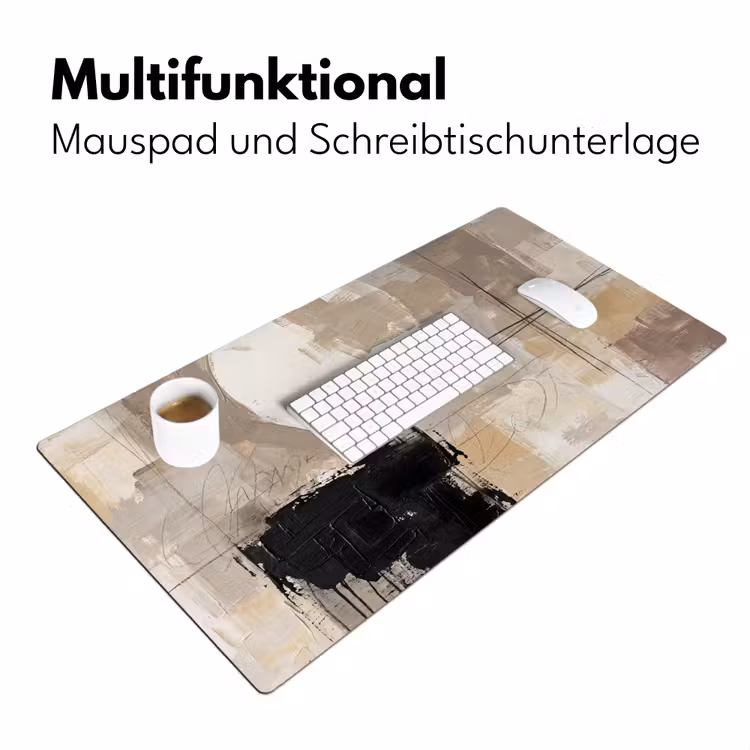 Abstract - Cirkel - Modern - Beige - Zwart - Minimalistisch Muismat XXL klein -ysfeer4_duits