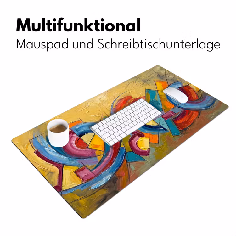 Abstract - Cirkels - Schilderij - Kleurrijk - Dynamisch Muismat XXL klein -ysfeer4_duits