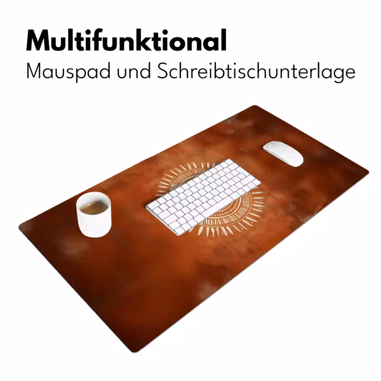 Abstract - Lijnen - Zonnestralen - Roodbruin Muismat XXL klein -ysfeer4_duits