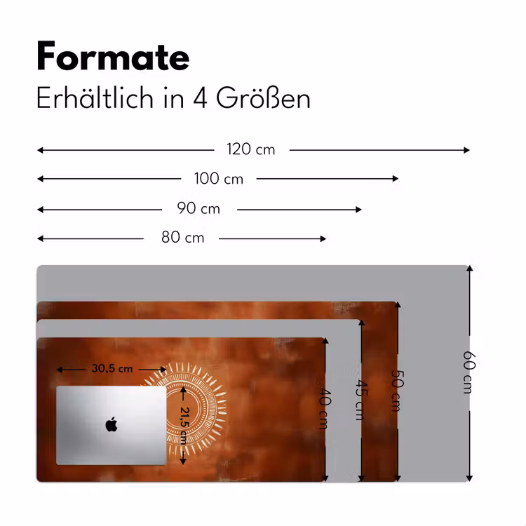 Abstract - Lijnen - Zonnestralen - Roodbruin Muismat XXL klein -ysfeer5_duits