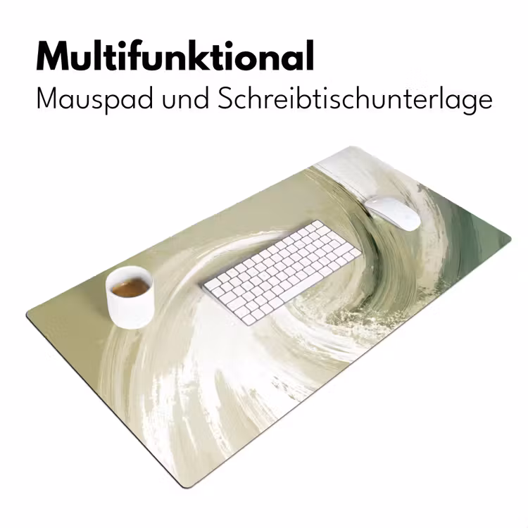 Abstract - Penseelstreken - Golven - Groen Muismat XXL klein -ysfeer4_duits