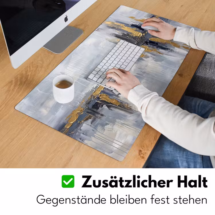 Abstract - Structuur - Goud - Grijs - Modern Muismat XXL klein -ysfeer3_duits