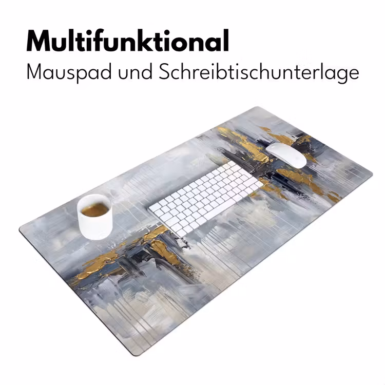 Abstract - Structuur - Goud - Grijs - Modern Muismat XXL klein -ysfeer4_duits