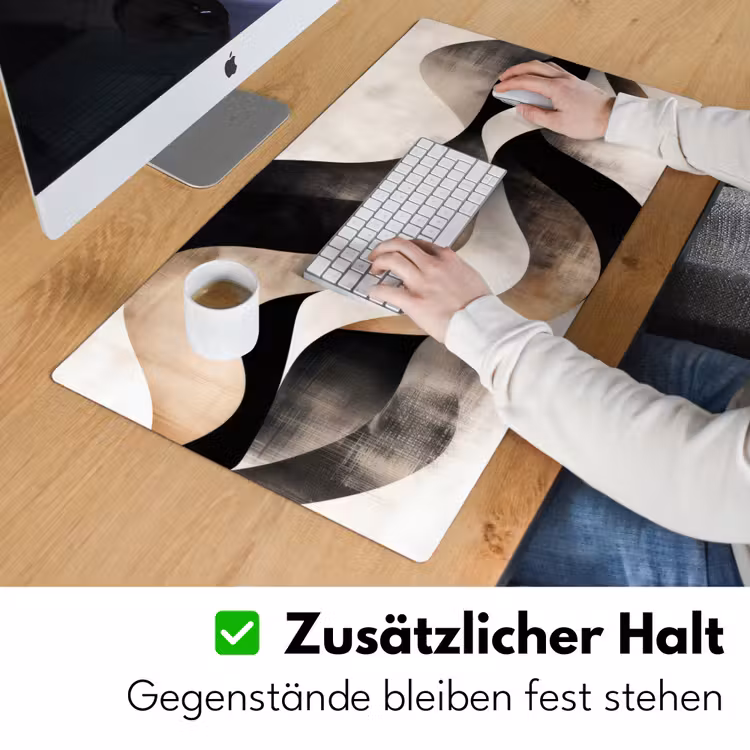 Abstract - Golven - Zwart - Verweerd Muismat XXL klein -ysfeer3_duits