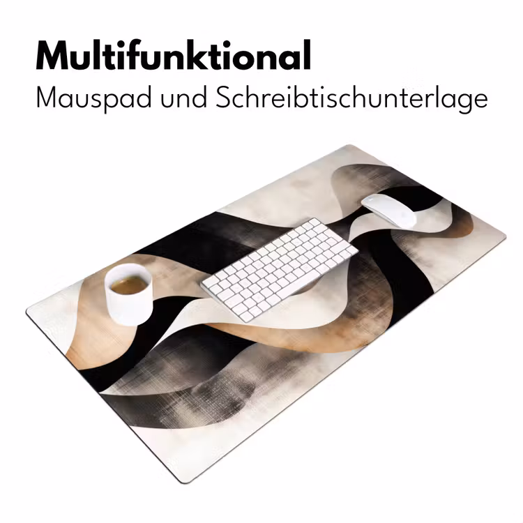 Abstract - Golven - Zwart - Verweerd Muismat XXL klein -ysfeer4_duits