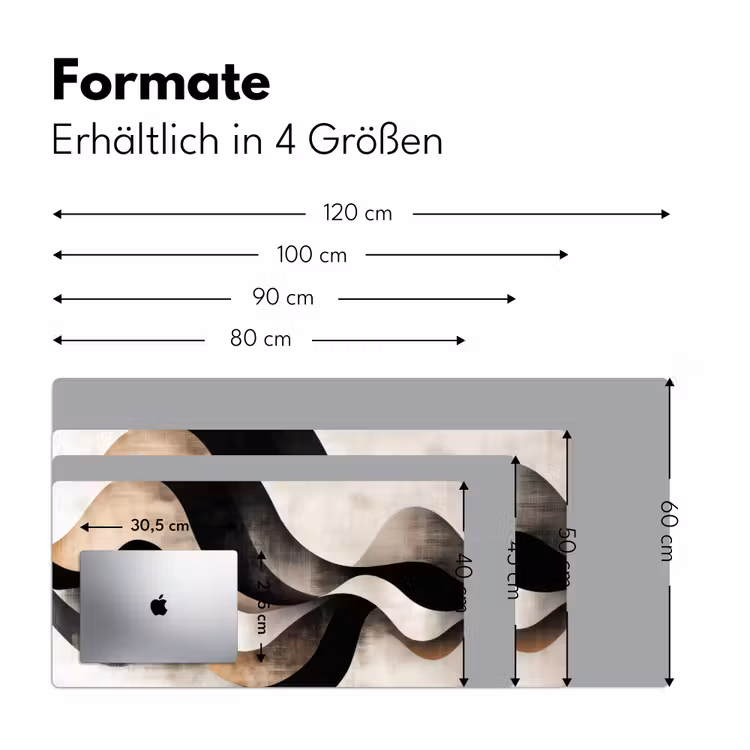 Abstract - Golven - Zwart - Verweerd Muismat XXL klein -ysfeer5_duits