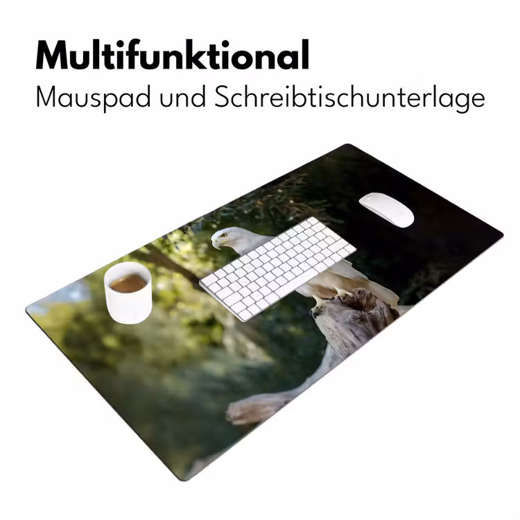 Arend - Hout - Wit - Planten Muismat XXL klein -ysfeer4_duits