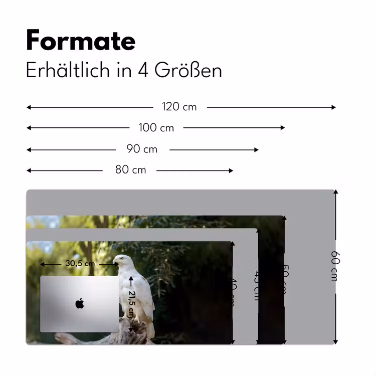 Arend - Hout - Wit - Planten Muismat XXL klein -ysfeer5_duits