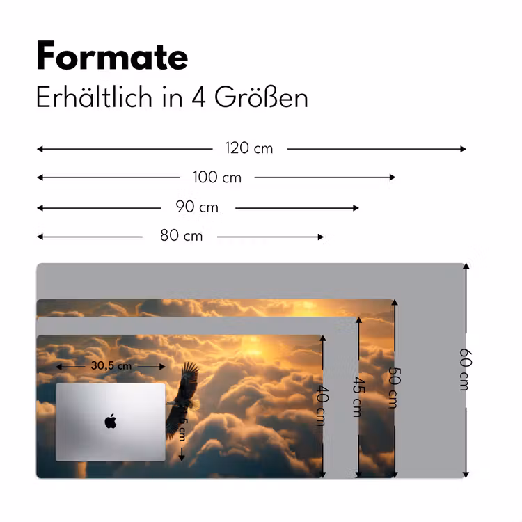 Adelaar - Wolken - Zon Muismat XXL klein -ysfeer5_duits