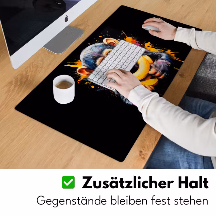 Aap - Graffiti - Kleurrijk - Bananen - Modern Muismat XXL klein -ysfeer3_duits