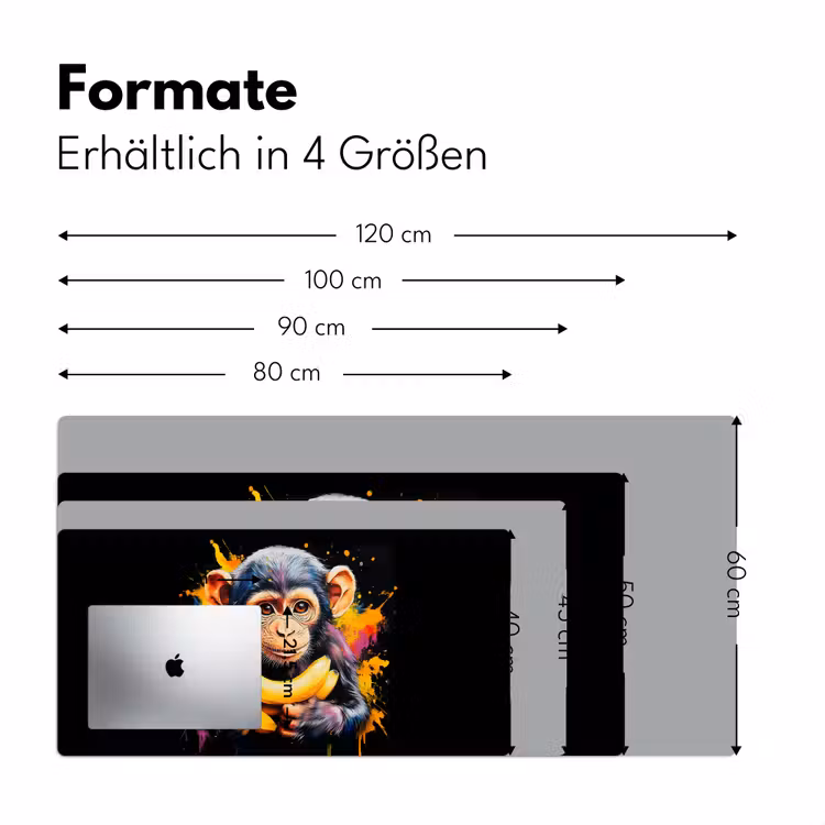 Aap - Graffiti - Kleurrijk - Bananen - Modern Muismat XXL klein -ysfeer5_duits