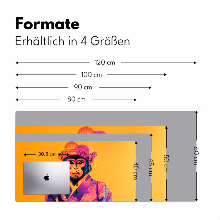 Aap - Kimono - Bloemen - Hoofdtooi Muismat XXL klein -ysfeer5_duits