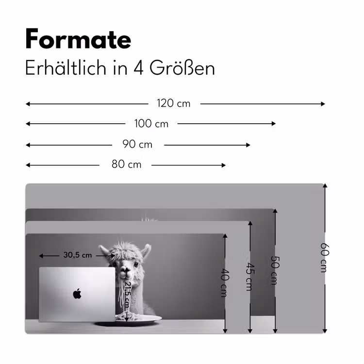 Alpaca - Pasta - Zwart - Wit - Grappig - Dieren Muismat XXL klein -ysfeer5_duits