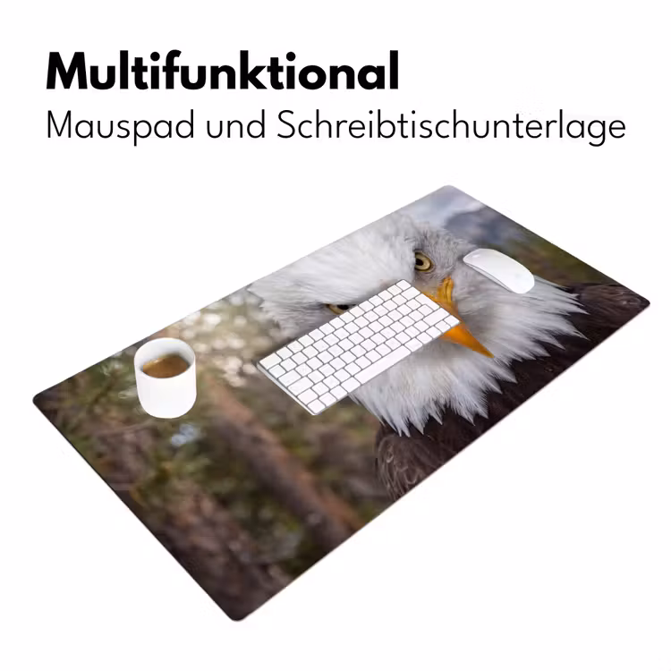 Amerikaans - Zeearend - Portret - Geel Muismat XXL klein -ysfeer4_duits