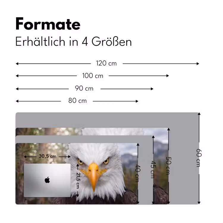 Amerikaans - Zeearend - Portret - Geel Muismat XXL klein -ysfeer5_duits