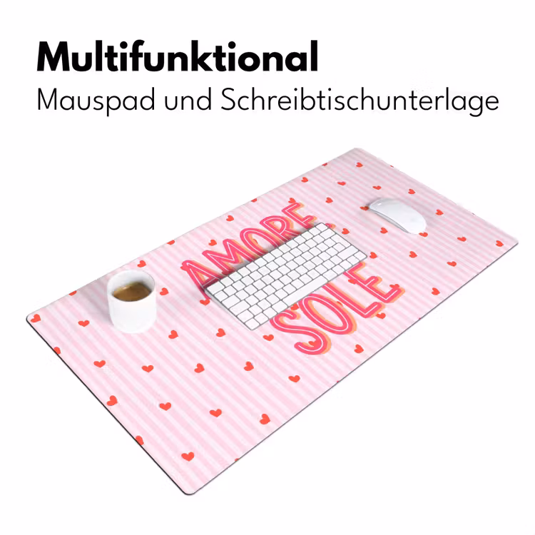 Amore vita sole - Roze - Hartjes Muismat XXL klein -ysfeer4_duits