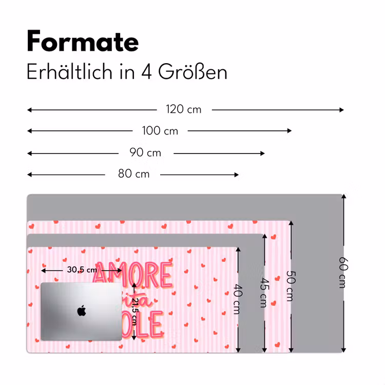 Amore vita sole - Roze - Hartjes Muismat XXL klein -ysfeer5_duits