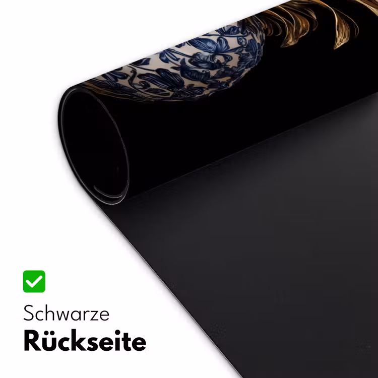 Ananas - Bloemen patroon - Goud - Delftsblauw Muismat XXL klein -ysfeer2_duits
