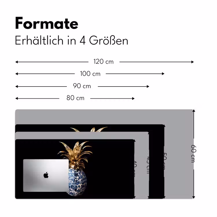 Ananas - Bloemen patroon - Goud - Delftsblauw Muismat XXL klein -ysfeer5_duits
