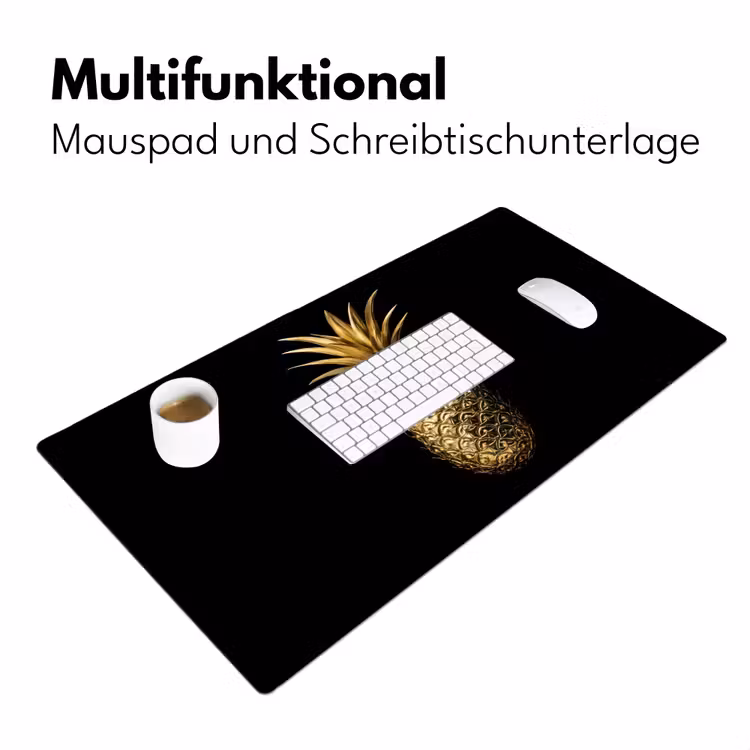 Ananas - Zwart - Goud - Luxe Muismat XXL klein -ysfeer4_duits