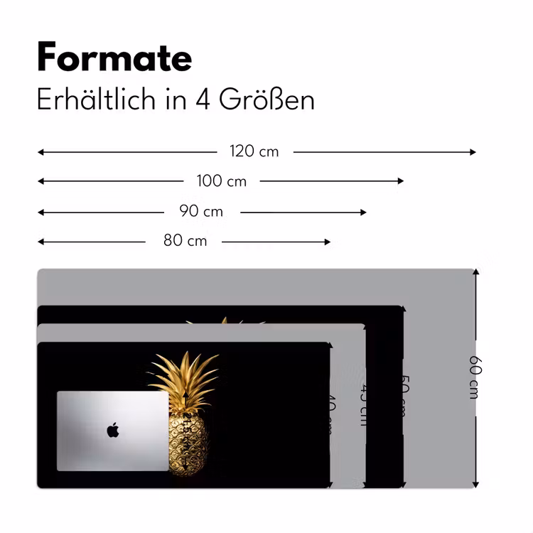 Ananas - Zwart - Goud - Luxe Muismat XXL klein -ysfeer5_duits