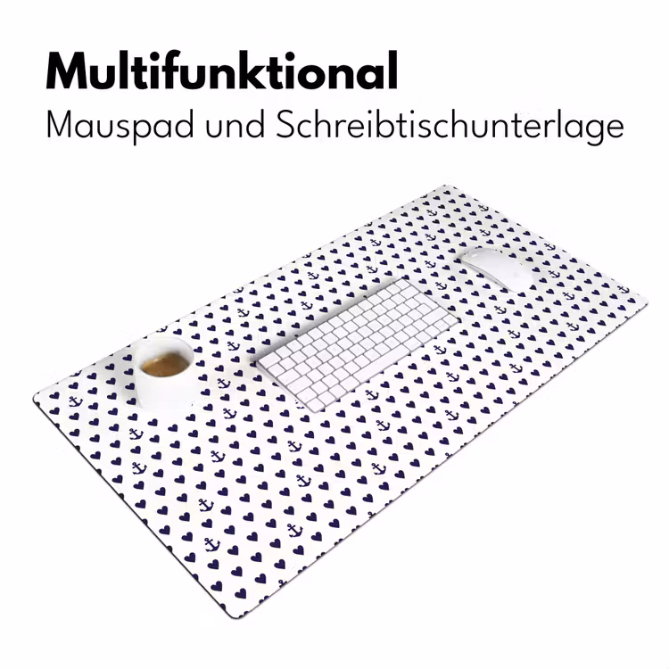 Anker - Hart - Blauw - Wit Muismat XXL klein 681 -ysfeer4_duits